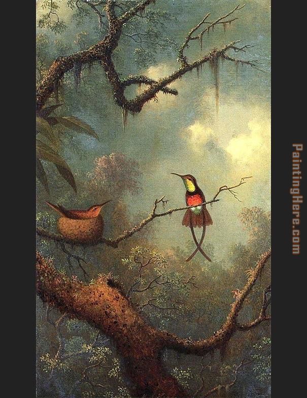 Hummingbirds 1870 painting - Martin Johnson Heade Hummingbirds 1870 art painting